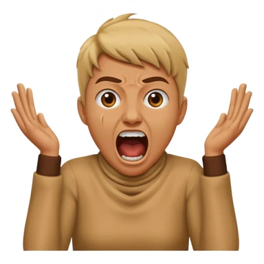 a bust of a person with both their hands around their neck with a face yelling sticker