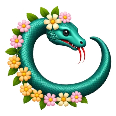 ouroboros serpent made of flowers sticker