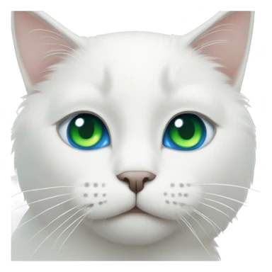 White cat with one green eye and one blue eye sticker
