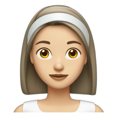 white brunette medium length straight hair woman with headband at a computer sticker
