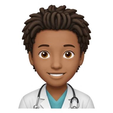 make me a black doctor with short dreads, he is a teen, no face hair, make him happy sticker