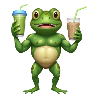 crazy muscular frog drinking protein shake sticker