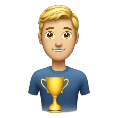 A guy with the Winner cup sticker