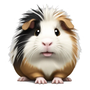 An energetic guinea pig with long spiky black, white, and tan fur, always looking a bit ruffled and curious.  sticker