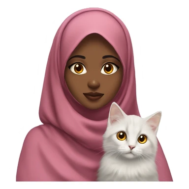 Pretty model Muslim Somali girl wearing khimar with her Turkish Angora cat  sticker