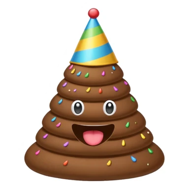 Poop with a party hat sticker