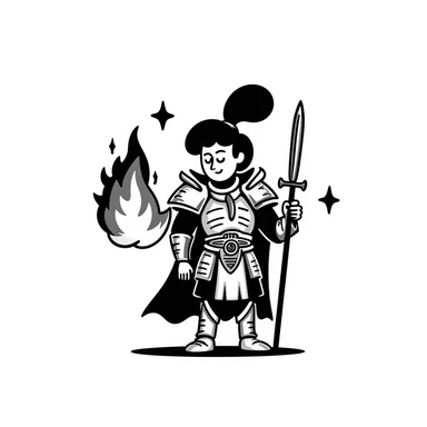 Emperor of Mankind from Warhammer 40K with golden armor and a large flaming sword sticker