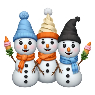 snowmen with ice cream sticker