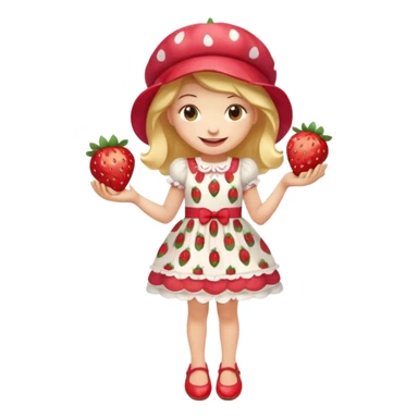 pretty and cute realistic modern day strawberry shortcake full body with red shoes emoji sticker