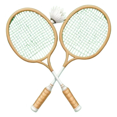 Two crossed badminton rackets with a shuttlecock resting in between, set against the faint outline of a badminton court. The image highlights the tools of the sport, with a subtle emphasis on the court's net and boundaries, symbolizing competition and skill. sticker