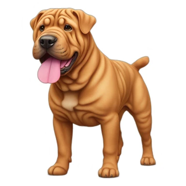 Red Shar-pei dog with pink nose, full body sticker