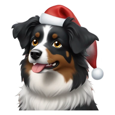 Small black australian shepherd dog Christmas tree sticker