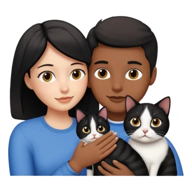Casal com gato preto com branco sticker