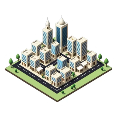 little city and many, small, ordinary, simple, home, Iranian-style, 1980, isometric sticker