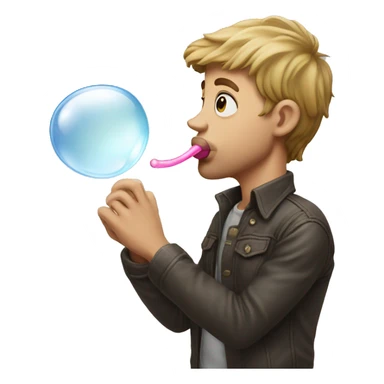 White man blowing bubble gum sticker