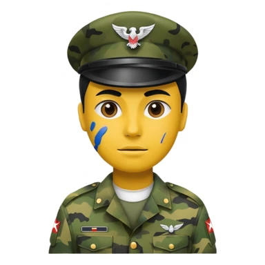 A soldier that there face is paint like camouflage like the army uniform sticker