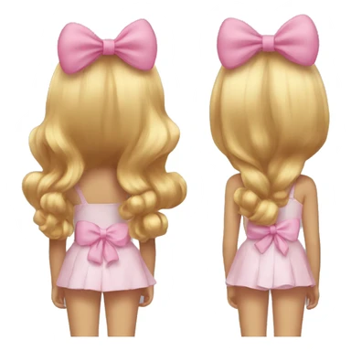 Two girls wearing bows back view  sticker