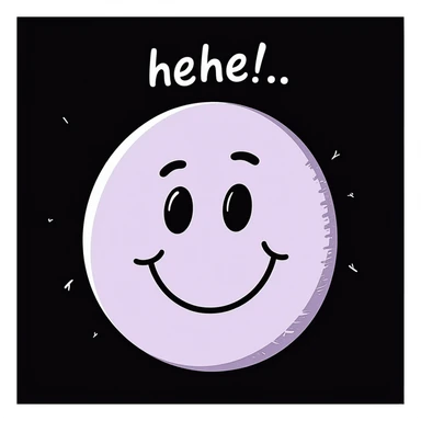 soft lilac smiley face with a small 'hehe' in playful handwriting above, chalk-style, rough doodle-like texture, pastel chalk on a dark surface, aesthetic and emotional, suitable for a Telegram channel sticker