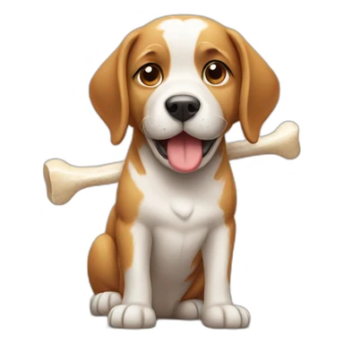 a dog with a bone sticker