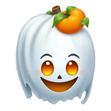 happy ghost with an orange bow on the head sticker