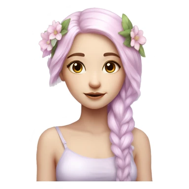 Beautiful, flower fairy, white long, light pink hair, big wings, white skin, light violet eyes  sticker
