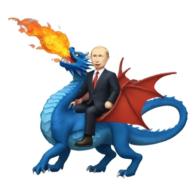 putin on blue dragon that flames  sticker