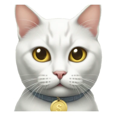 White British cat with dollars sticker