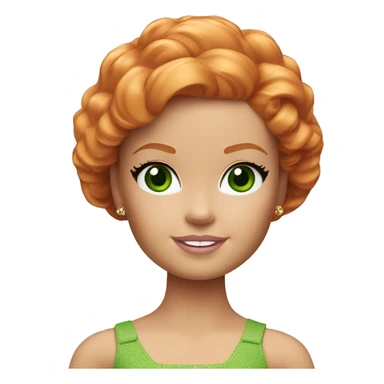 barbie doll ginger hair and green eyes sticker