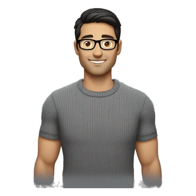 handsome dark haired man with glasses wearing a pulover sticker