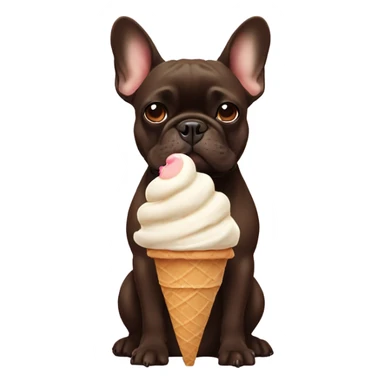  dark brown french bulldog with ice cream sticker