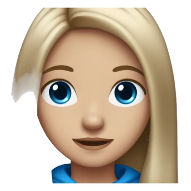 teenage girl with long straight brown hair and blue eyes sticker