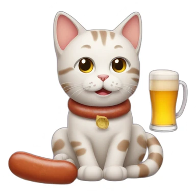 Cat with beer and sausage sticker
