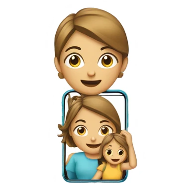 mom check where her kid are by smart phone, simple like a logo of an app sticker