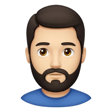 head only of a man with dark long hair and a beard, round face sticker