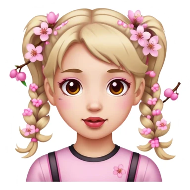 Girl with cherry blossoms on her pigtails sticker