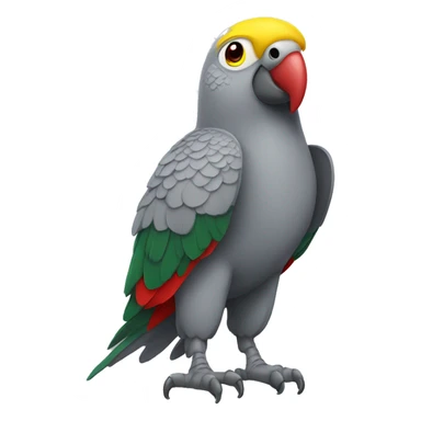 grey parrot with yellow head and green chest and red eyes sticker
