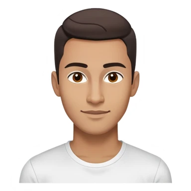 Energetic dancer-like man in his late 20s with light brown complexion, elongated face, fine jawline, high cheekbones, intense brown eyes, medium eyebrows, straight narrow nose, expressive friendly smile, short dark hair styled fresh and modern, vibrant pose, wearing a white fitted athletic shirt sticker