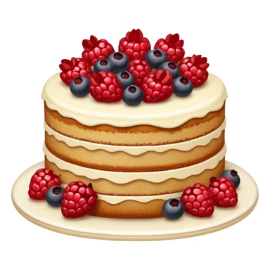 Naked cake with vanilla filling and various red berries on top. sticker