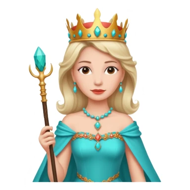 Queen – coral staff + turquoise gown. sticker