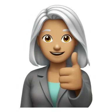 Grey hair girl with thumb up sticker