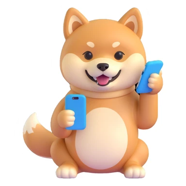 shiba inu holding a phone sticker