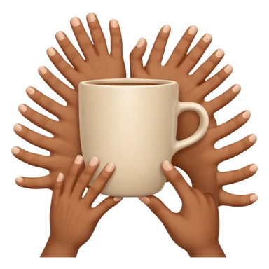 many hands hold the cup

 sticker