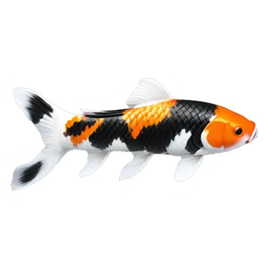 Black + Orange + White realistic koi fish, top view  sticker