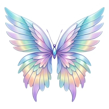 Sparkly glossy Pastel iridescent glass wings  sticker
