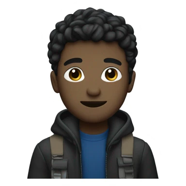 Youg man with blak, and bleu navy backgroun sticker