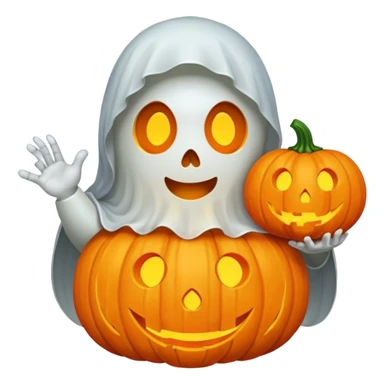 ghost holding pumpkin sticker