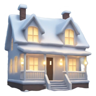 A white snow covered house with candles glowing in the windows sticker