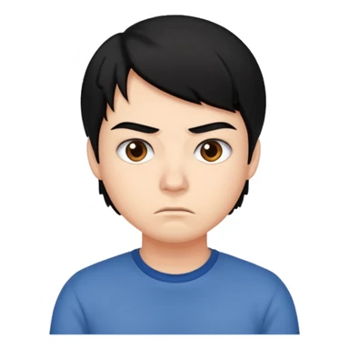college student with annoyed face , black hair sticker