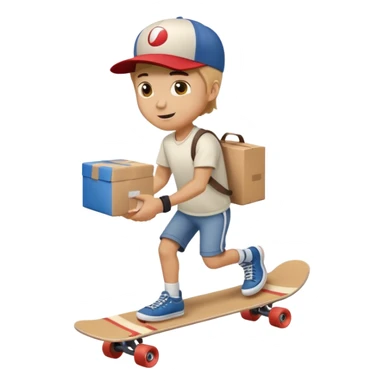 Man delivers package on skateboard  sticker