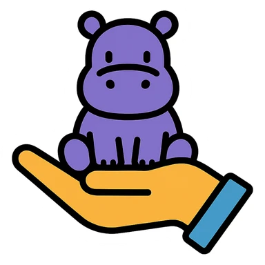A little hippo in the hand sticker